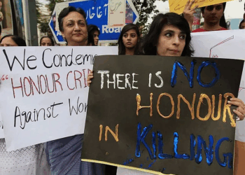 A desolate desert road in Balochistan, where a couple was executed by tribal elders in a shocking ‘honour’ killing that was recorded and shared online.