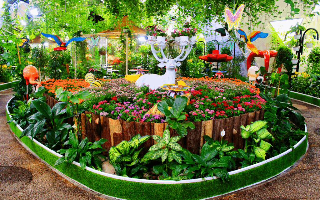 Colorful butterflies at Dubai Butterfly Garden in climate-controlled domes
